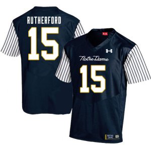 Notre Dame Fighting Irish Men's Isaiah Rutherford #15 Navy Under Armour Alternate Authentic Stitched College NCAA Football Jersey WYI7599XA